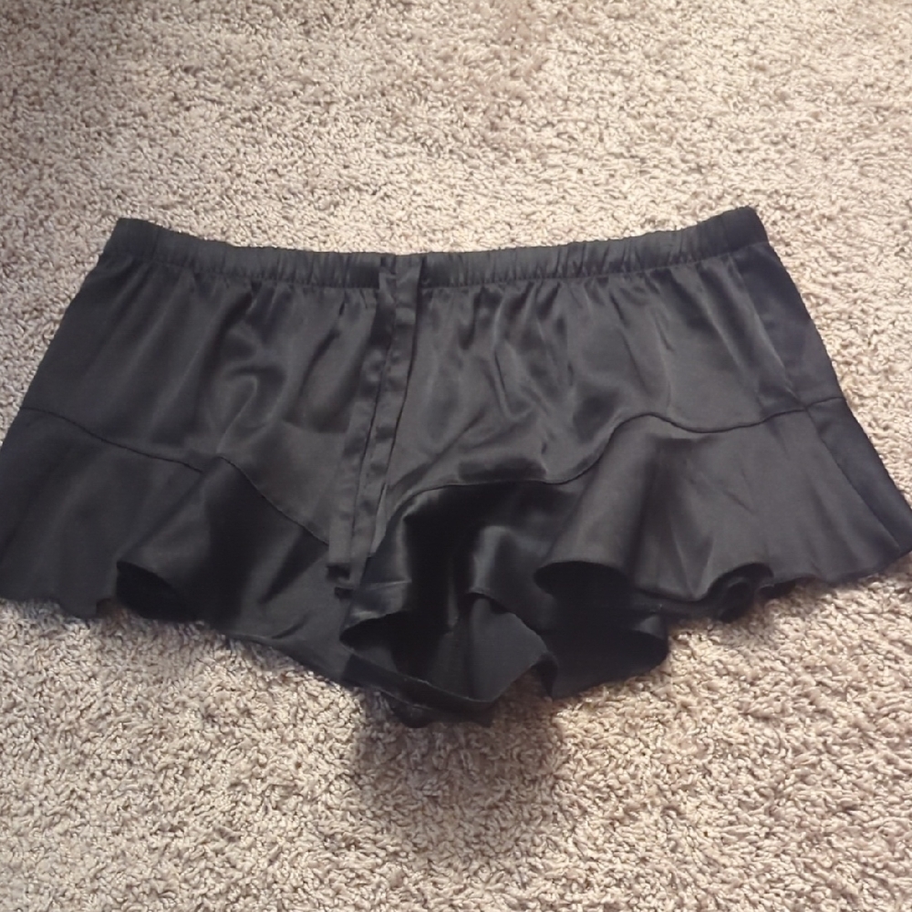 Victoria's Secret Black Satin Lounge Shorts